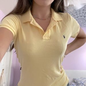 RARE- VINTAGE authentic polo ralph lauren collared polo top- yellow, S